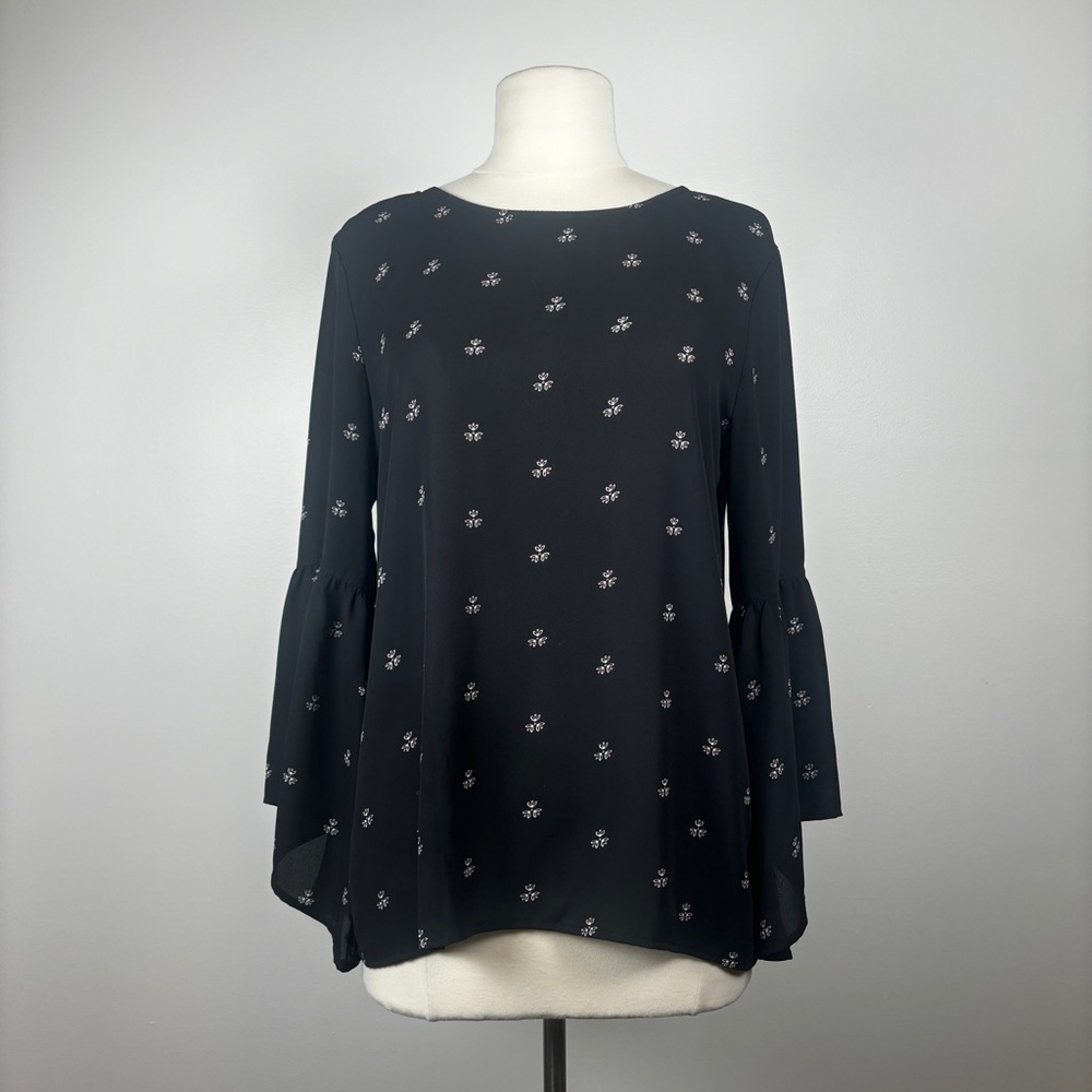 Sheer Long Sleeve, Bell Sleeve Blouse